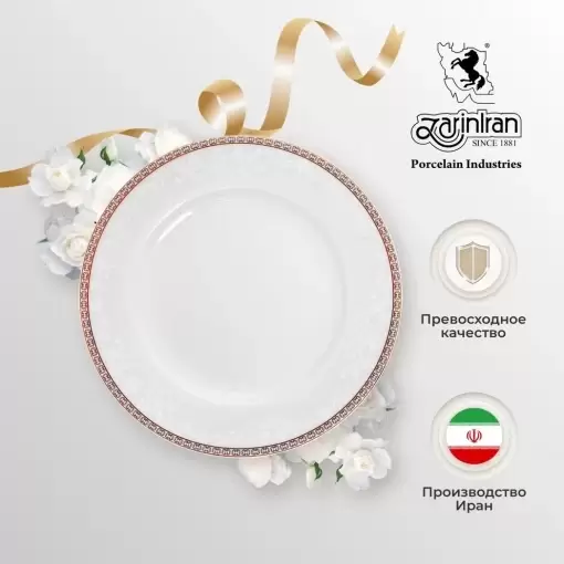 Обеденная тарелка 25 см Riva Gold Zarin белая
