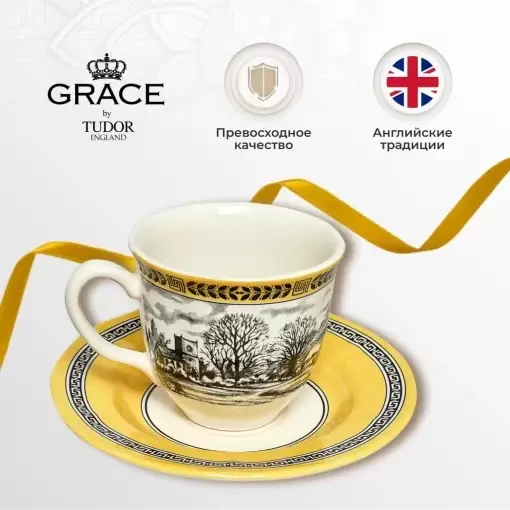 Чашка с блюдцем 200 мл Halcyon Grace by Tudor белая