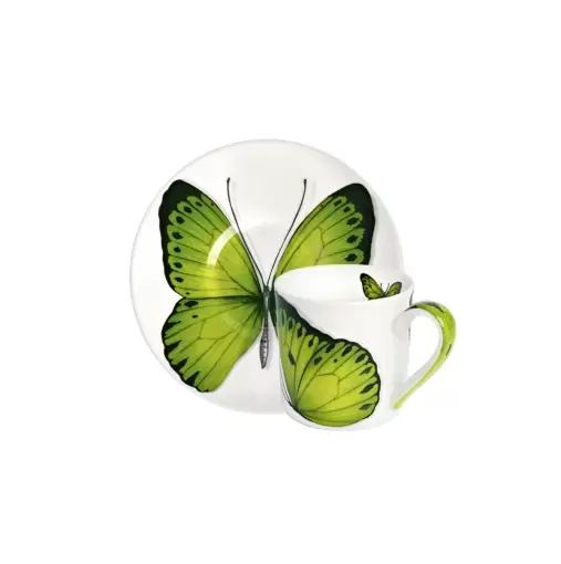 Чашка с блюдцем 100 мл Butterfly Freedom Taitu кофейная зелёная
