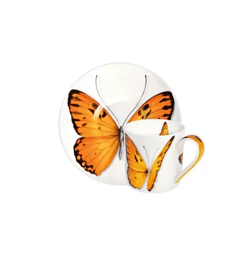 Чашка с блюдцем 100 мл Butterfly Freedom Taitu кофейная оранжевый