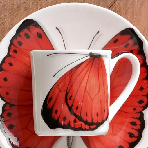 Чашка с блюдцем 100 мл Butterfly Freedom Taitu кофейная красная